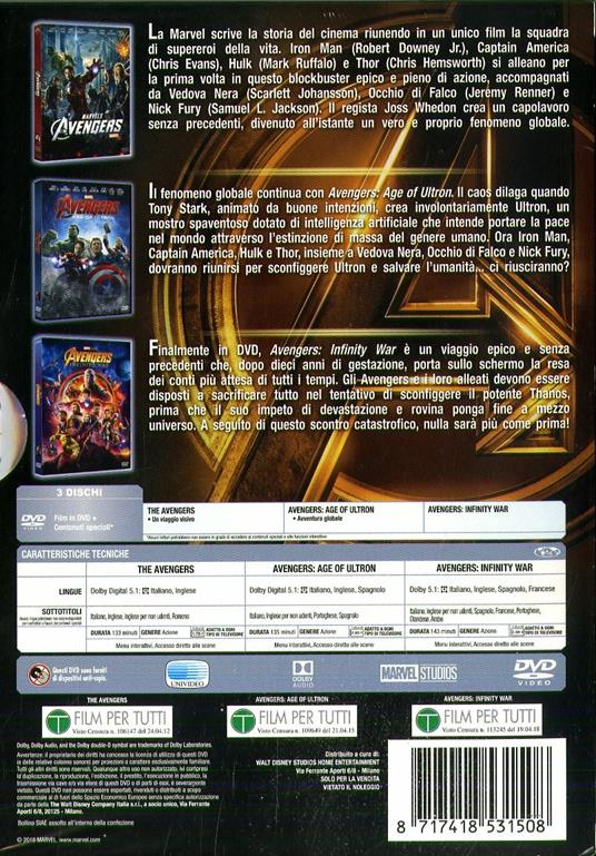 Cofanetto trilogia Avengers (3 DVD) di Joe Russo,Anthony Russo,Joss Whedon - 2