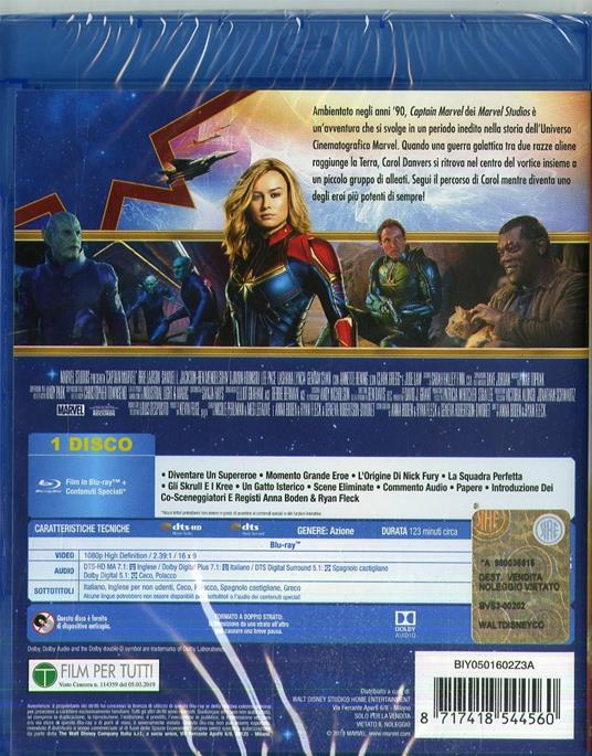 Captain Marvel Edizione 10° Anniversario – Blu-Ray – Marvel Studios – ITA