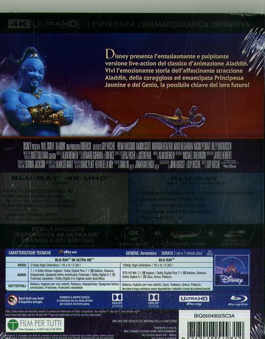 Aladdin Live Action (Blu-ray + Blu-ray 4K Ultra HD) di Guy Ritchie - Blu-ray + Blu-ray Ultra HD 4K - 2