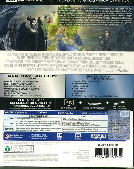 Maleficent. Signora del male. Con Steelbook (Blu-ray + Blu-ray Ultra HD 4K)  - Blu-ray + Blu-ray Ultra HD 4K - Film di Joachim Rønning Fantastico | IBS