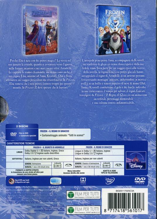 Cofanetto Frozen 1-2 (DVD) - DVD - Film di Jennifer Lee , Chris Buck  Bambini e ragazzi