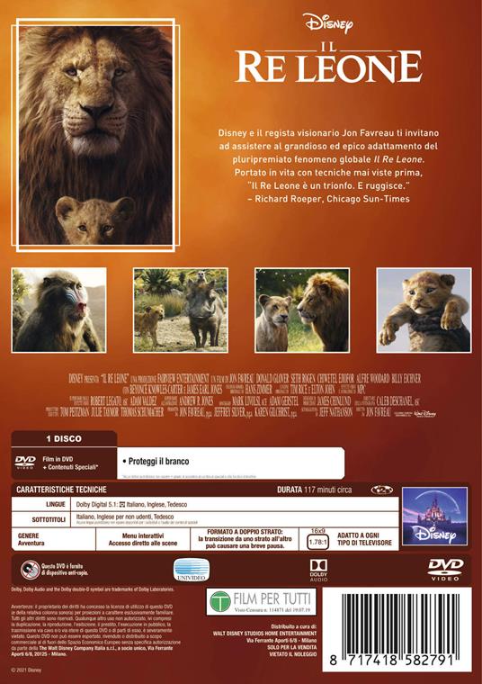 Il Re Leone Live Action. Repack 2021 (DVD) - DVD - Film di Jon Favreau  Avventura | IBS