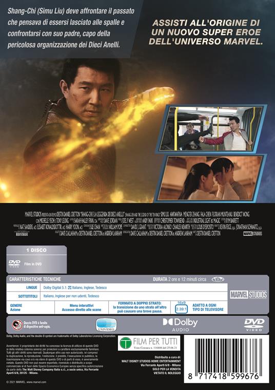 Shang-Chi e la leggenda dei Dieci Anelli (DVD) - DVD - Film di Destin  Daniel Cretton Avventura | IBS