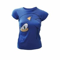 T-Shirt Donna Sega. Blue. Big Face Girl's T-shirt - Bioworld