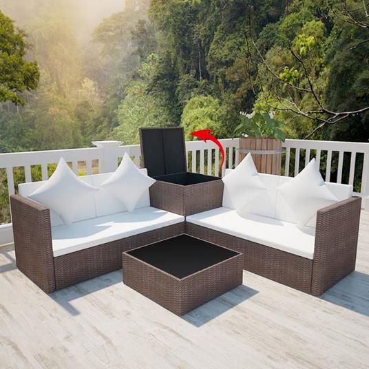 vidaXL Set Divani da Giardino 4 pz con Cuscini in Polyrattan