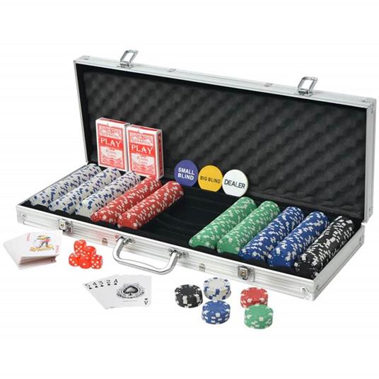 vidaXL Set da Poker con 500 Chips Alluminio - 2