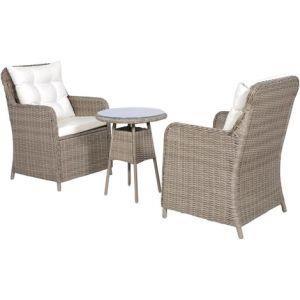 vidaXL Set da Bistro 3 pz con Cuscini in Polyrattan Marrone - 2