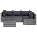 vidaXL Set Divani da Giardino 5 pz con Cuscini in Polyrattan Grigio