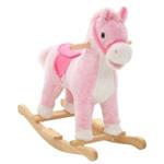 vidaXL Cavallo a Dondolo in Peluche 65x32x58 cm Rosa