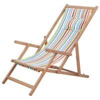 vidaXL Sdraio da Spiaggia Pieghevole in Tessuto e Telaio in Legno Blu -  vidaXL - Idee regalo