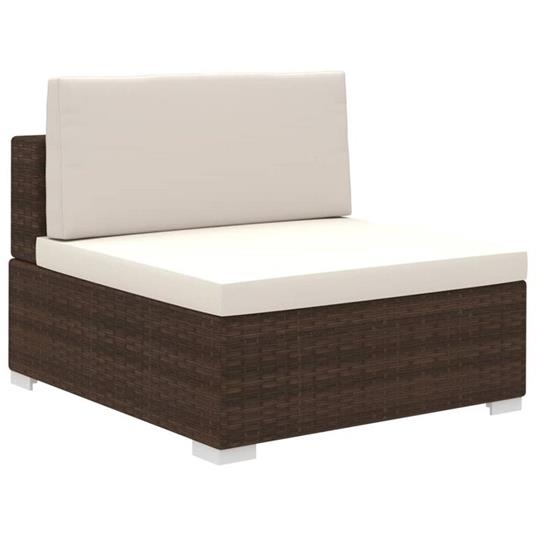 vidaXL Set Divani da Giardino 6 pz con Cuscini in Polyrattan Marrone - 3