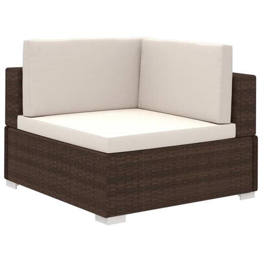 vidaXL Set Divani da Giardino 6 pz con Cuscini in Polyrattan Marrone - 4