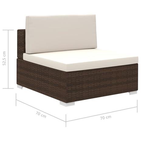 vidaXL Set Divani da Giardino 6 pz con Cuscini in Polyrattan Marrone - 7