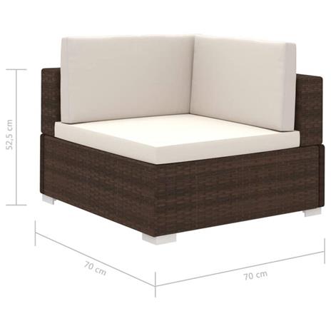 vidaXL Set Divani da Giardino 6 pz con Cuscini in Polyrattan Marrone - 8