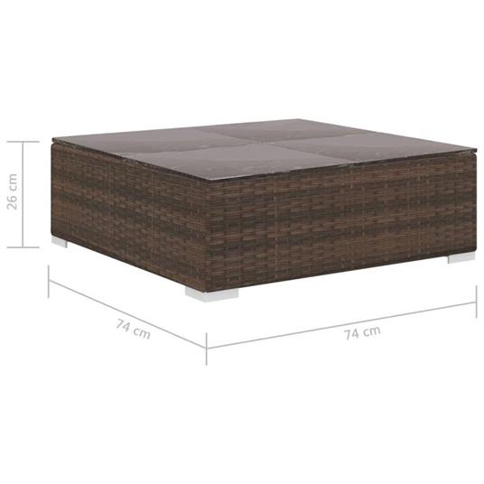 vidaXL Set Divani da Giardino 6 pz con Cuscini in Polyrattan Marrone - 10