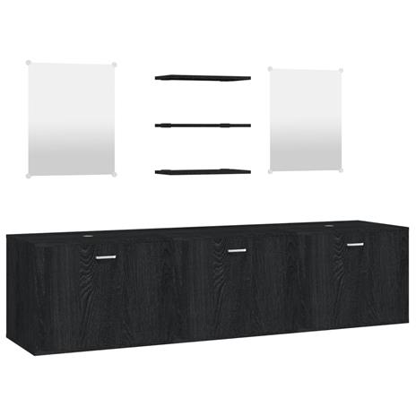 vidaXL Set Mobili da Bagno 6 pz Nero in Legno Multistrato - 2