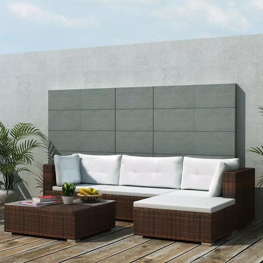 vidaXL Set Divani da Giardino 5 pz con Cuscini in Polyrattan Marrone -  vidaXL - Casa e Cucina | IBS