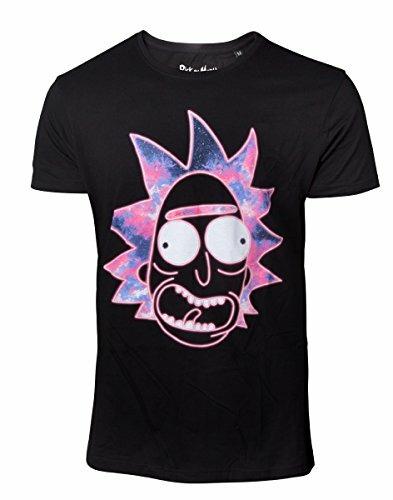 T-Shirt Unisex Tg. S Rick & Morty. Neon Rick Black