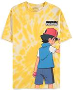 T-Shirt Unisex Tg. M Pokemon: Ash And Pikachu - Digital Printed Yellow