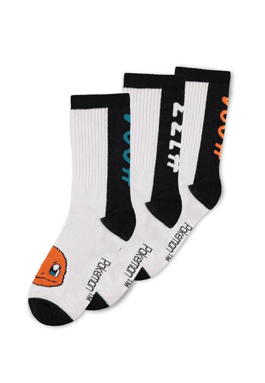 Sport Socks / Calzini Sportivi Tg. 39/42 Pokemon: 3 Pack Multicolor