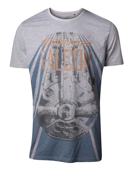 T-Shirt Unisex Tg. L Star Wars. Han Solo The New Millennium Falcon Grey