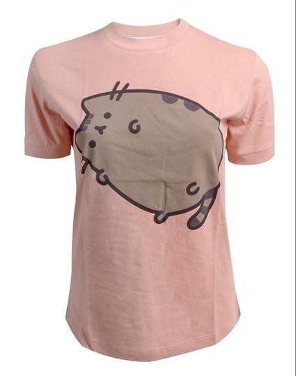 T-Shirt Donna Tg. XL. Pusheen: Outline Screen Print Fill Colour Flocked Orange