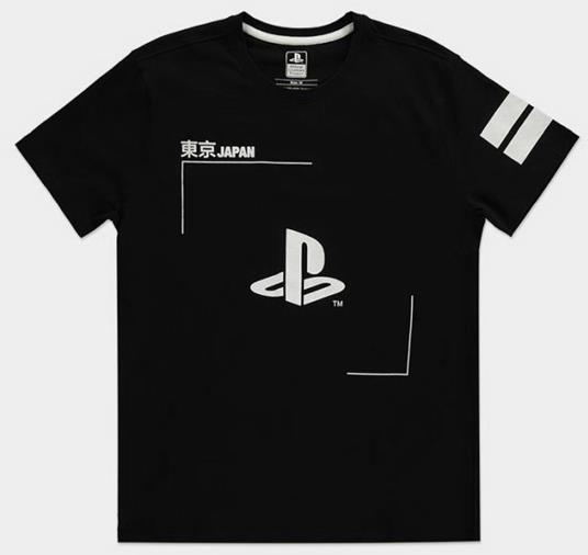 T-Shirt Unisex Tg. S Sony Playstation Black & White Logo Black