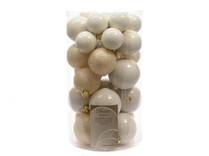 30 Palline Bianco Lana Opaco/Glitterato Natale Addobbi Decoro Albero