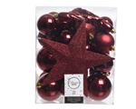 33 Palline Di Natale 8Cm+Puntale Rosso Sangue Assortite Albero Di Natale Addobbi Decorazioni