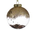 Sfera D08cm Plc Trasp con fiori Int Oro Glitter