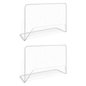 vidaXL Porte da Calcio 2 pz con Reti 182x61x122 cm in Acciaio Bianche