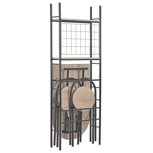 vidaXL Set Tavolo e Sedie Pieghevoli con Scaffale 3 pz MDF e Acciaio - 2