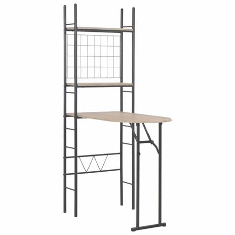 vidaXL Set Tavolo e Sedie Pieghevoli con Scaffale 3 pz MDF e Acciaio - 3