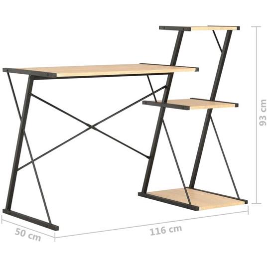 vidaxl Scrivania Con Mensole Nera E Rovere 116x50x93 Cm - 4