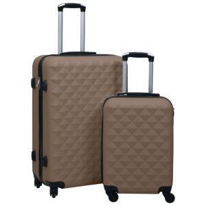 vidaxl Set Valigie Trolley A Custodia Rigida 2 Pz Marrone In Abs