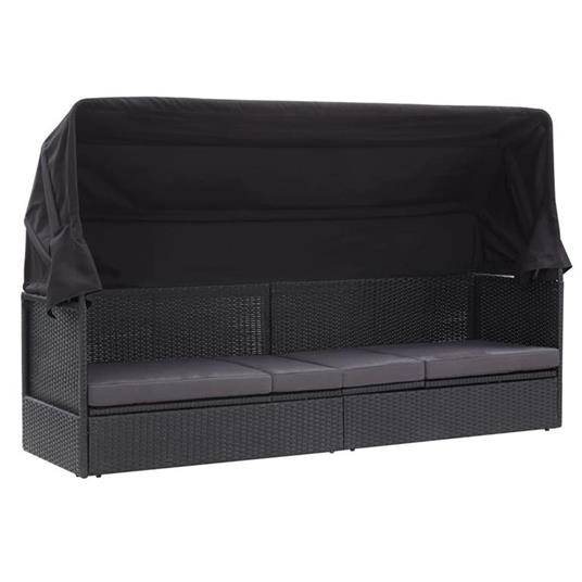 vidaXL Divano da Esterno con Baldacchino in Polyrattan Nero - vidaXL - Idee  regalo | IBS