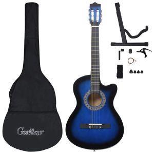 vidaXL Set Chitarra Acustica Western 12 pz con 6 Corde Blu 38 - 2