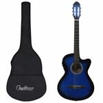 vidaXL Set Chitarra Western 12 pz con Equalizzatore e 6 Corde Blu