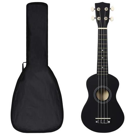 vidaXL Set Ukulele Soprano con Borsa per Bambini Nera 21