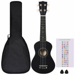 vidaXL Set Ukulele Soprano con Borsa per Bambini Nera 21 - 2