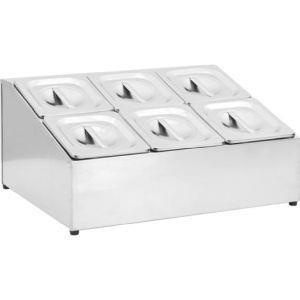 vidaXL Supporto Gastronorm con 6 Contenitori GN 1/6 in Acciaio Inox - 2