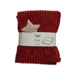Coperta Flannel Sherpa Star Embroidery Red