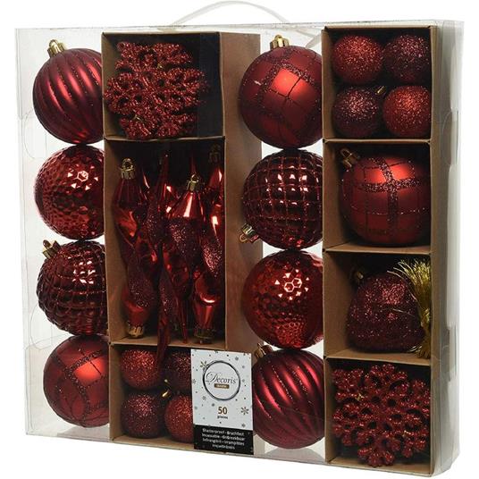 Natale Box 50 Sfere Dia8Cm Red/Colour