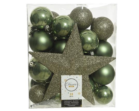 33 Palline Di Natale+Puntale Verde Muschio Assortite Albero Di Natale  Addobbi Decorazioni - Peragashop - Idee regalo | IBS