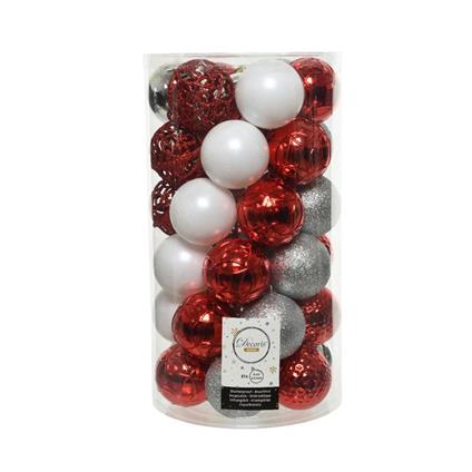 Natale Box 37 Sfere Dia6Cm Ass.Red White Silver