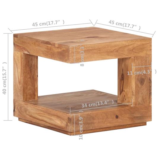 vidaXL Tavolo da Salotto 45x45x40 cm in Legno Massello di Acacia - 9