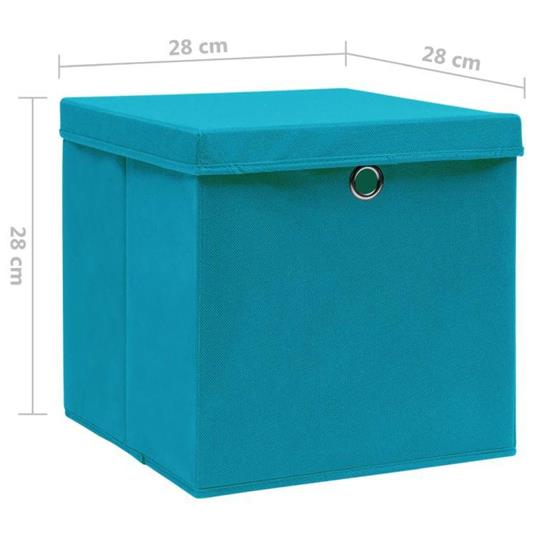 vidaXL Contenitori con Coperchio 4 pz 28x28x28 cm Blu Baby - 3