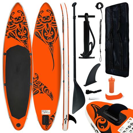 vidaXL Set Tavola Gonfiabile da SUP 320x76x15 cm Arancione - 2