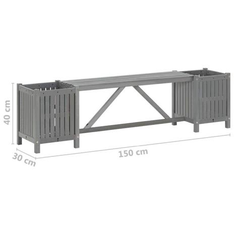 vidaXL Panca da Giardino con 2 Fioriere 150cm Legno Massello di Acacia - 3