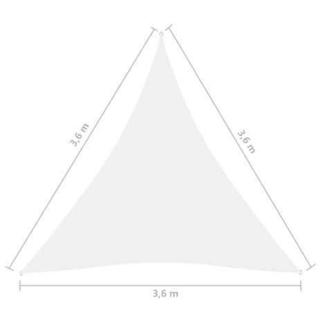 vidaXL Parasole a Vela Oxford Triangolare 3,6x3,6x3,6 m Bianco - 3